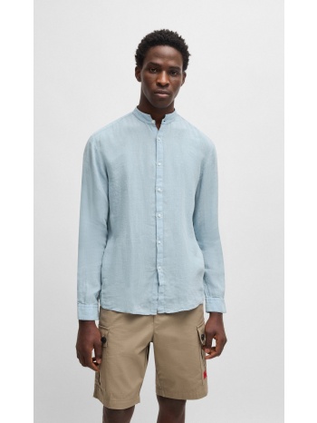 hugo ανδρικό πουκάμισο από λινό με όρθιο γιακά slim fit σε προσφορά