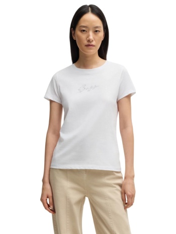 boss γυναικείο t-shirt βαμβακερό regular fit με strass logo