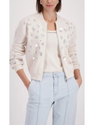 monari γυναικεία ζακέτα πλεκτή βαμβακερή regular fit με embellishments