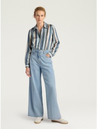 momoni γυναικείο βαμβακερό jean παντελόνι wide leg