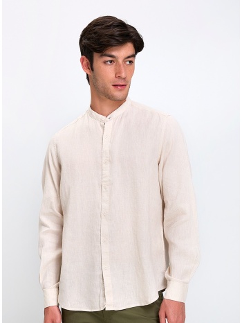vardas ανδρικό λινό πουκάμισο με μάο γιακά regular fit σε προσφορά