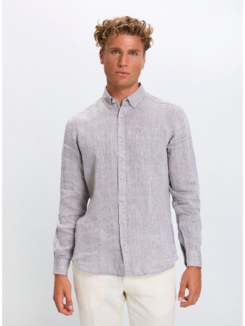 ανδρικό πουκάμισο regular fit λινό με γιακά button down σε προσφορά