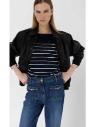 gerard darel γυναικείο παντελόνι denim straight fit με μεταλλικά horsebit details