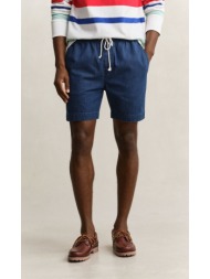 gant ανδρική βερμούδα denim regular fit με ελαστική μέση και κορδόνι περιγραφή: