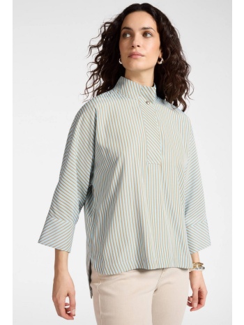 elena miro γυναικεία μπλούζα boxy fit με mandarin collar