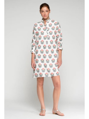 vilagallo γυναικείο λινό φόρεμα floral print three quarter