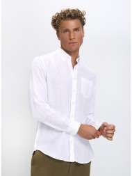 ανδρικό πουκάμισο regular fit λινό με γιακά button down