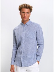 ανδρικό πουκάμισο regular fit λινό με γιακά button down