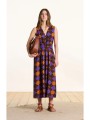la fee maraboutee γυναικείο φόρεμα maxi regular fit με ethnic print και v λαιμόκοψη
