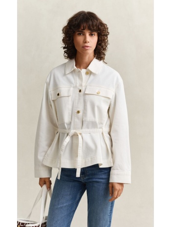 gant γυναικείο denim jacket relaxed fit με ζώνη και τσέπες