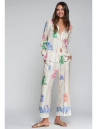 vilagallo γυναικείο παντελόνι straight fit με tropical bamboo print