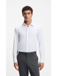 boss ανδρικό πουκάμισο slim fit από performance stretch structured jersey με kent γιακά