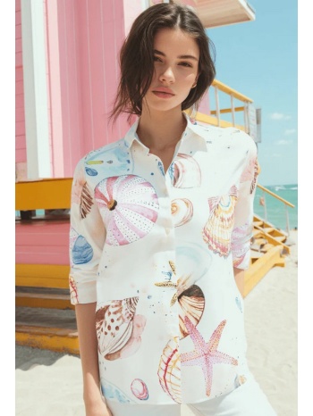 vilagallo γυναικείο πουκάμισο sara με seashell print long