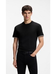 boss ανδρικό t shirt βαμβακερό regular fit με signature stripe στα μανίκια