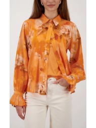 monari γυναικείο πουκάμισο με floral σχέδιο και βολάν στα μανίκια