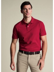 charles tyrwhitt ανδρικό polo pique με δίκομβο κούμπωμα και κεντημένο logo