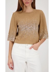 monari γυναικείο πλεκτό με μεταλλικές λεπτομέρειες