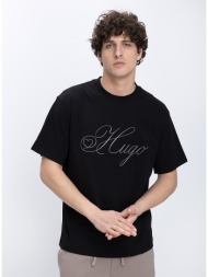 hugo ανδρικό t shirt relaxed fit με script logo στο στήθος
