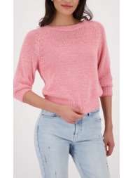 monari γυναικείο πλεκτό regular fit με boat λαιμόκοψη και ribbon νήμα