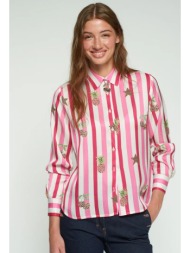 vilagallo γυναικείο πουκάμισο ριγέ με animal print και statement μοτίβο στην πλάτη