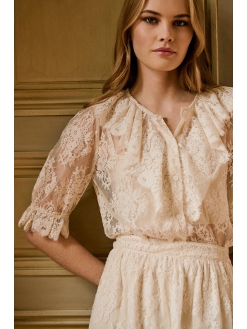 petite mendigote γυναικεία μπλούζα με δαντέλα και στρογγυλή