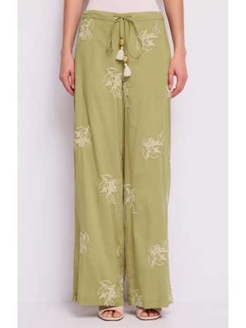 gaudi γυναικείο παντελόνι βαμβακερή μουσελίνα με κέντημα