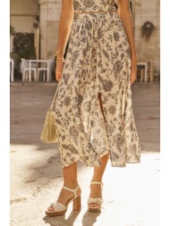 petite mendigote γυναικεία midi φούστα με floral σχέδιο και πλαϊνό σκίσιμο