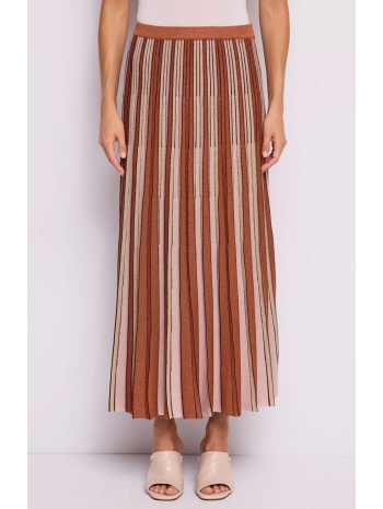 gaudi γυναικεία φούστα maxi πλισέ με lurex νήμα και ριγέ