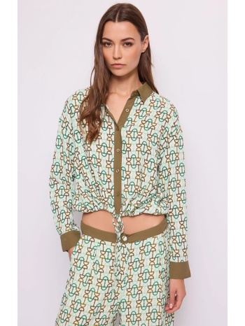 gaudi γυναικείο πουκάμισο με γεωμετρικό print και δέσιμο