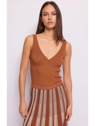 gaudi γυναικείο top με v λαιμόκοψη και lurex