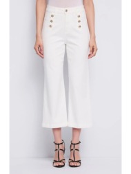 gaudi γυναικείο παντελόνι βαμβακερό twill με χρυσά κουμπιά και ψηλή μέση