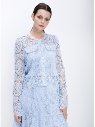 paper lace γυναικείο σακάκι regular fit δαντελένιο με κουμπιά και patch τσέπες