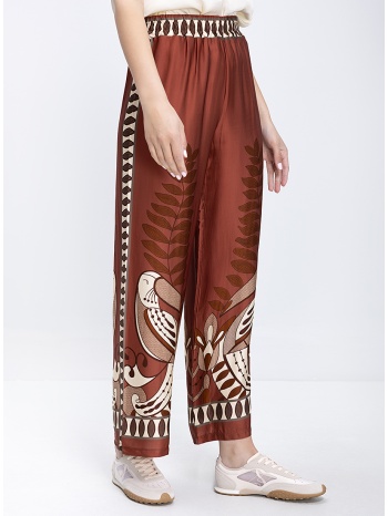 anonyme γυναικείο παντελόνι wide leg με ethnic σχέδιο και