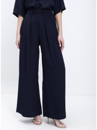 momoni γυναικείο παντελόνι wide leg με πιέτες και ψηλόμεση γραμμή