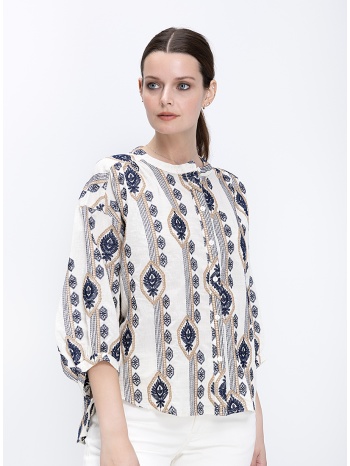 mina roo γυναικείο πουκάμισο με ethnic print και χαλαρή
