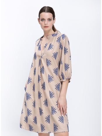 mina roo γυναικείο φόρεμα mini με print και v λαιμόκοψη