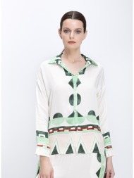 anonyme γυναικείο πουκάμισο με γεωμετρικό print και γιακά