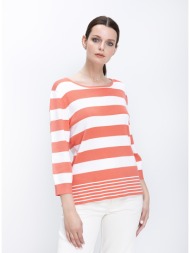 γυναικείο πλεκτό με ριγέ σχέδιο και boat λαιμόκοψη