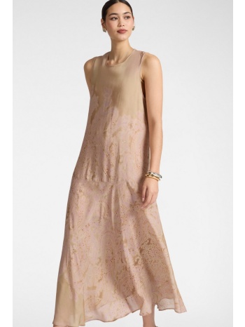 elena miro γυναικείο φόρεμα maxi flared με lace print και