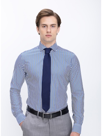 xacus ανδρικό πουκάμισο με ρίγες και κλασικό γιακά slim fit