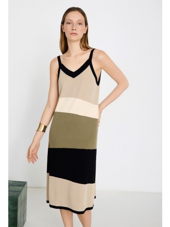 skatie γυναικείο φόρεμα midi relaxed fit με colorblock