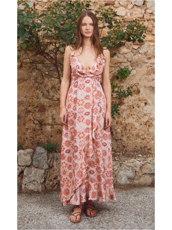 molly bracken γυναικείο φόρεμα maxi wrap εμπριμέ και