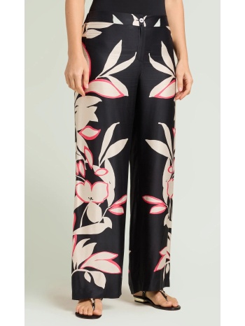 luisa viola γυναικείο παντελόνι εμπριμέ με σατέν υφή