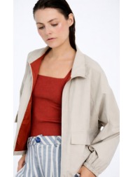 skatie γυναικείο μπουφάν cropped relaxed fit με όρθιο γιακά και ελαστικό τελείωμα