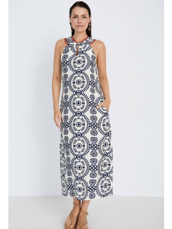 skatie γυναικείο φόρεμα midi relaxed fit με ethnic print