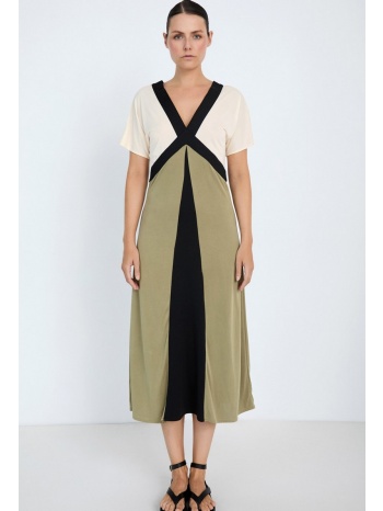 skatie γυναικείο φόρεμα midi relaxed fit με tricolor