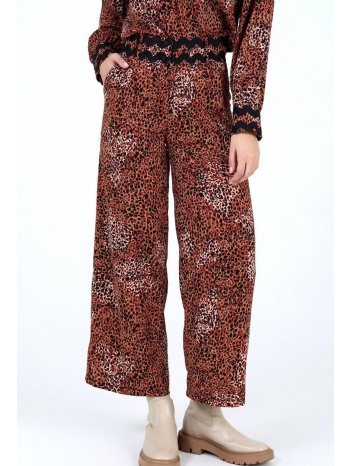 skatie γυναικείο παντελόνι wide fit σε εμπριμέ μοτίβο