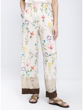 γυναικείο παντελόνι με floral σχέδιο και ελαστική μέση