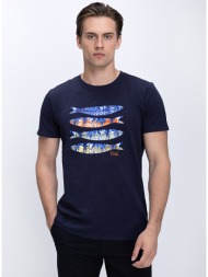 a fish named fred ανδρικό t-shirt βαμβακερό με fish print και στρογγυλή λαιμόκοψη modern fit