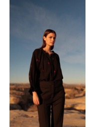 luna llena γυναικείο παντελόνι wide leg πλατύ με τσέπες μπροστά